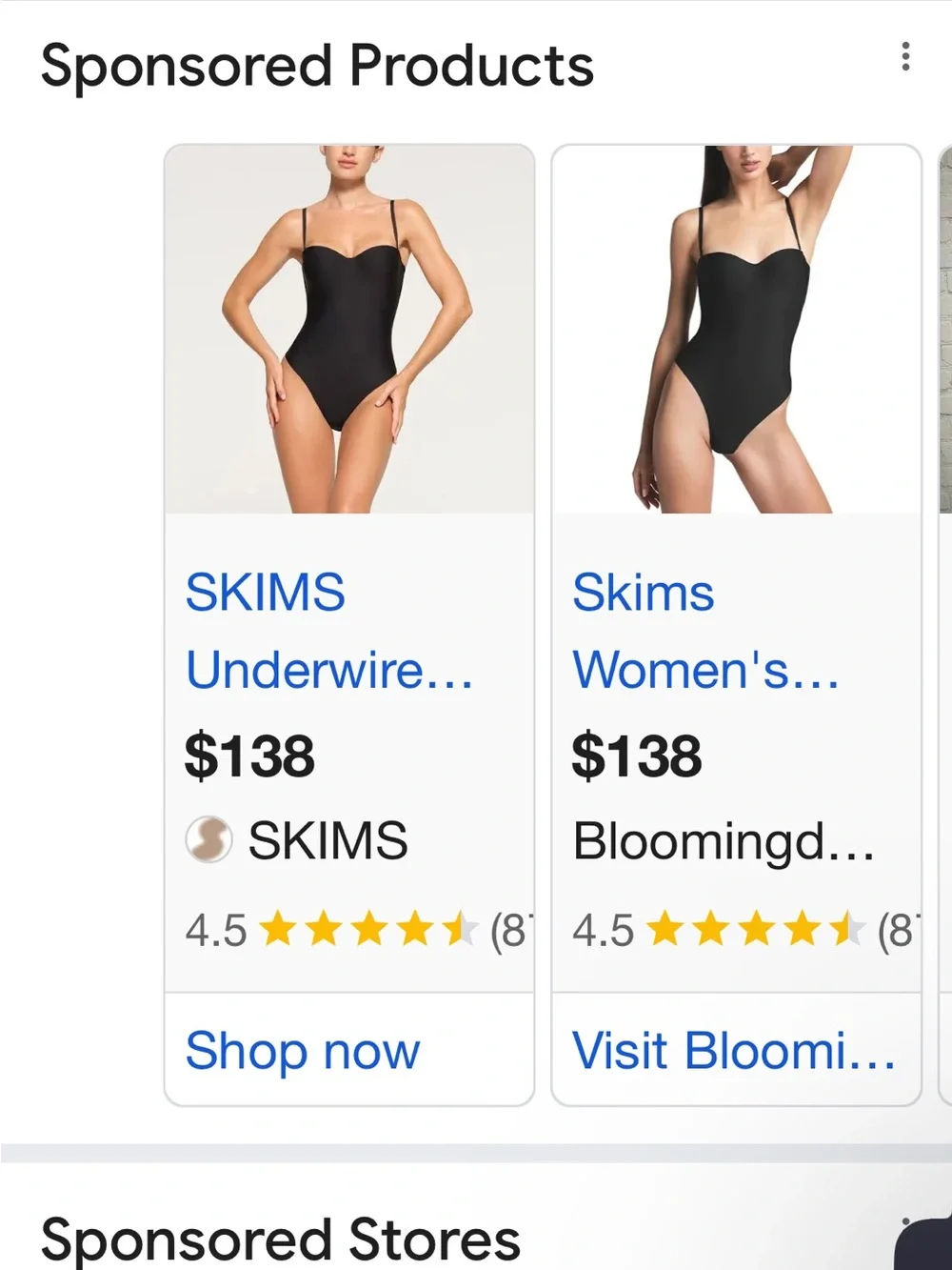 SKIMS Black Body Molded Underwire Thong Bodysuit size S small New with tags $138